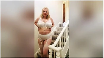 Daniella English In Annabels White Nylon Stocking Feet