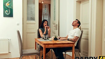 Brunette beauty Asandra Dewy in stockings and lingerie, damn hot!