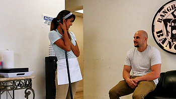 The new cleaning lady swallows a load