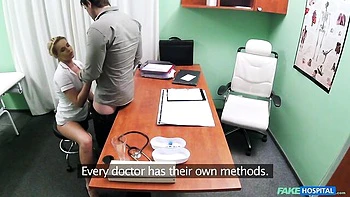 Awesome blonde with round ass Any Little rammed on the table