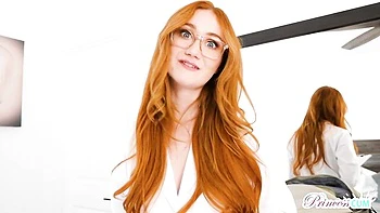 Sexy as hell redhead Scarlet Skies rammed in the cowgirl pose