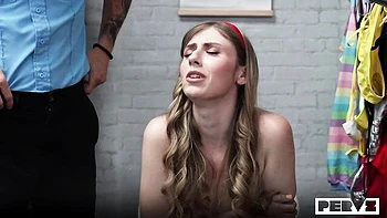 Brown-haired girlfriend Winter Flynn rammed in the small office