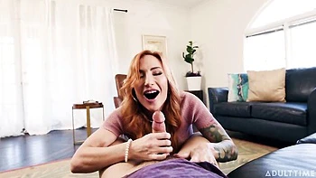 Sweet doggy style fuck with a flexible redhead chick Sophia Locke