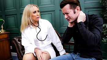 Office fuck in the cowgirl pose with a busty blonde Karlie Simon