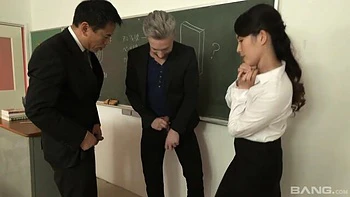 FMM interracial fuck with a young Asian brunette Mina Asahi