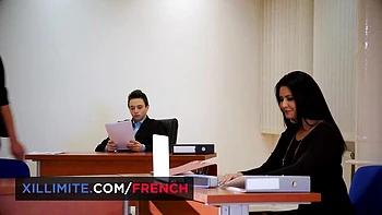 French Girls At Work featuring Blue Angel's natural tits clip