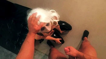 Blonde slut gives hardcore blowjob