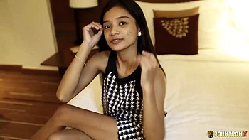 JohnTronX - Lovely Asian babe rubs her hairy pussy before getting banged hard: Porn