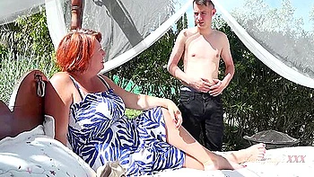 Busty Redhead Cougar Milf Jojo Fucks The Gardener