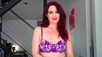 Redhead Jessica Ryan gets her big tits gagging on cock