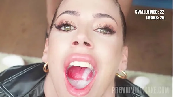 PremiumBukkake - Lola Emme swallows 97 huge mouthful cumshots