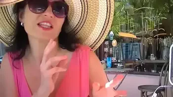 Exhibitionist Wife #81 FULL VIDEO - Russian MILF Tatiana Upskirt Flashing While Having Lunch With Husband And He Plays With Her Shaved Pussy In Public!