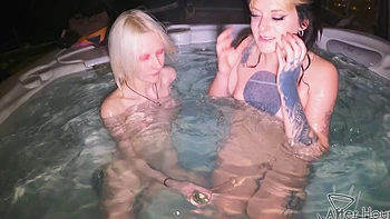 Brilla and Ingrida are having fun in the pool without guys