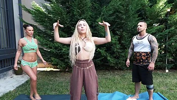 Yoga instructor shares my cock with my neighbor