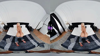 Short firecracker Jessie Ames satisfies her pussy in the bedroom with a guy