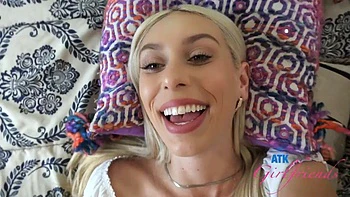 Sweet blonde babe Kay Lovely stops by your house to gobble up some cock POV: Porn