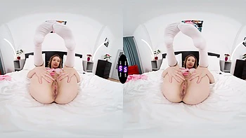 Spread legs solo masturbation with sexy teen Alice Klay