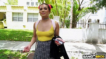 Asian Cutie Hops On The Bus