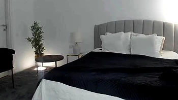 Glamour babe with big boobs masturbates in lingerie