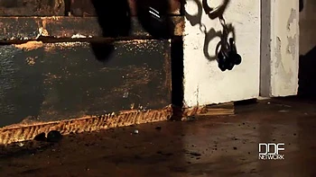 Hot And Handcuffed - Brunette Milf Pees On Hardwood Floor