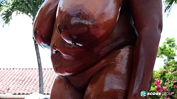 Oiled Swimsuit Babe - Mahogany Masters - XLGirls