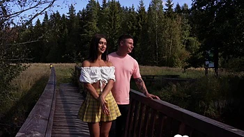 Gf deepthroats my dick on the bridge