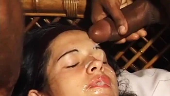 Beautiful and hot brunette with a big tail moaning and cumming, giving her pussy and very tasty spit: Porn