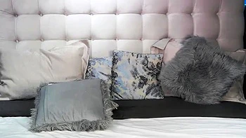 Busty curly brunette with big boobs fucks on couch