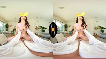 EasterBunny: Blowjob, Cowgirl  Brunette VR Porn