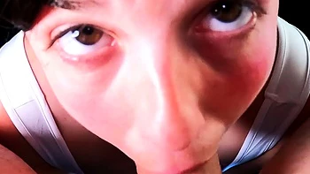 Brunette slut pov blowjob in close up HD