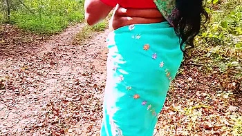 Indian Couple Outdoor Sex with Dirty Telugu Talk - Big Natural Boobs & Big Dick Fucking in Jungle