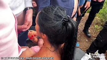 Babyfantasy83 & Mexicanna Forest Gangbang - Amateur MILF Blowjob & Cumshot Orgy