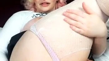 Teagan Tgirl Anal Masturbation With Dildo In Fishnet