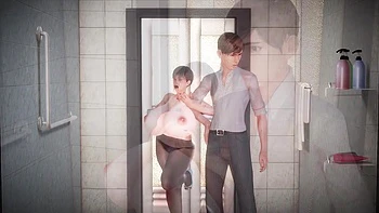 Boy fucks a sexy cougar with giant boobs in the shower : 3D Hentai