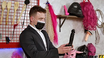 Hot blonde Tanya Virago rides a dick with her fake boobs