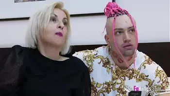 2 dudes for a HORNY MILF: Sweet Lolly is crazy for teaching sex lessons!