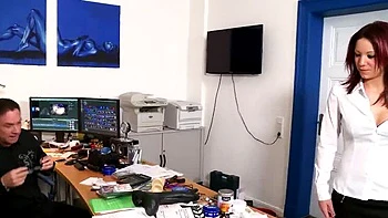 Big Redhead Natalie Hot Blows Boss Big George's Huge Cock in Office