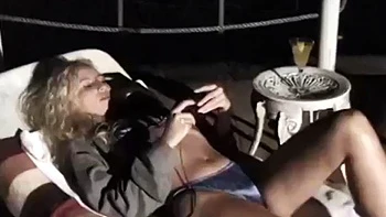 Beautiful and hot blonde with a big tail moaning and cumming while giving her pussy and very tasty spit: Porn