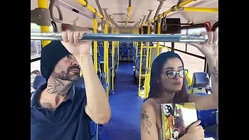 Brunette with Glasses Gets Anal Fuck and Creamy Ass on Public Transport