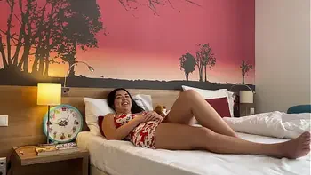 Chit Chat with Diana in her Smallest Short Skirt Summer Dress on the Bed
