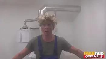 FAKEhub - Handyman electrocuted after trying to help a horny but firm British Ebony babe with big tits and ass who he gets a sloppy wet deep throat blowjob from and fucks in her shaved tight super wet hot pussy hole