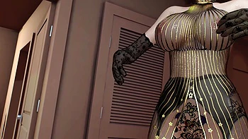 MILF asiatique BBW 3D aguiche son énorme queue pour la baiser