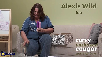 Curvy Masturbating Unshaved Cougar Alexis Wild Loves To Masturbate With Her Dildo