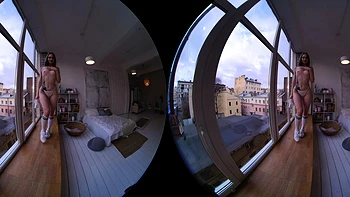 Small titted teen Bella masturbates outdoors