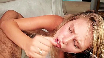 Russian Teen Greedily Sucked His Big Cock and Spread Cum