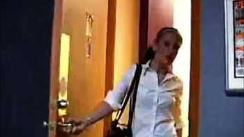 Brunette seduces shy girl into first lesbian doggy and licking