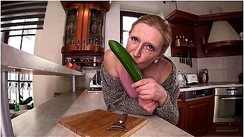 Old Granny Masturbates Hardcore With Cucumber