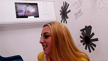 Melody Parker Sucks Interracial Cock Through Glory Hole