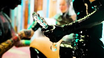 Latex Lesbian Sluts Play with Toys