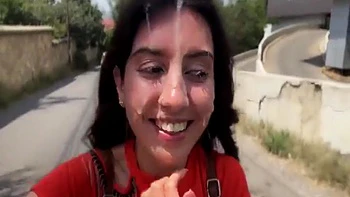 Wild Outdoor BJ with Stranger and Cum-Faced Katty